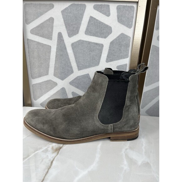 Crevo Malik Chelsea Ankle Boots Men Sz 13 Gray Leather Suede Slip On Double Gore main image 8